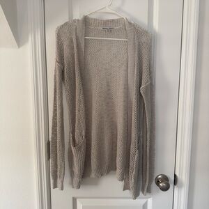 Moral Fiber Light Gray Open Knit Cardigan